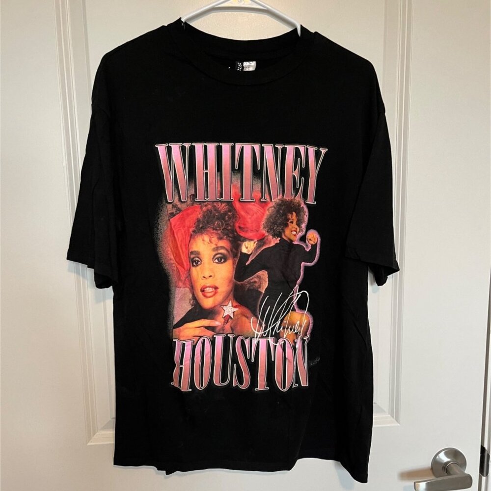H&M Divided Oversized Whitney Houston Graphic Size XSm T-Shirt Retro Music Tee
